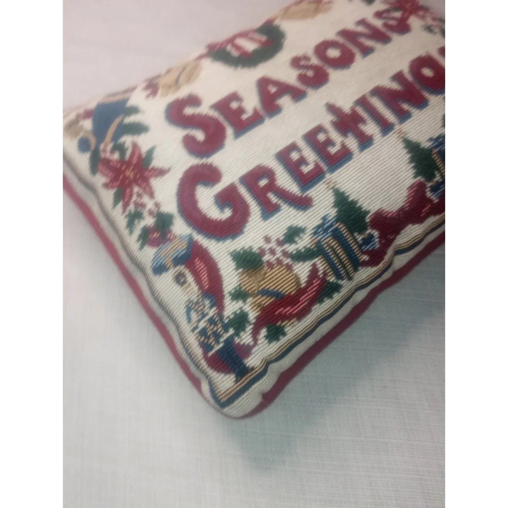 Seasons Greetings Christmas‎ Throw Pillow Rug Texture 12inx10in